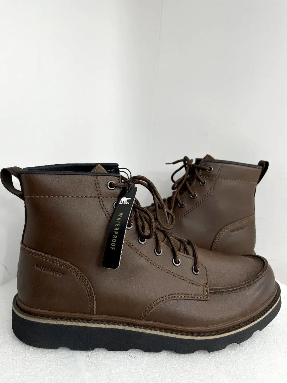 Sorel Slabtown 62 Moc Waterproof Leather Brown Boots Men's 11 NEW
